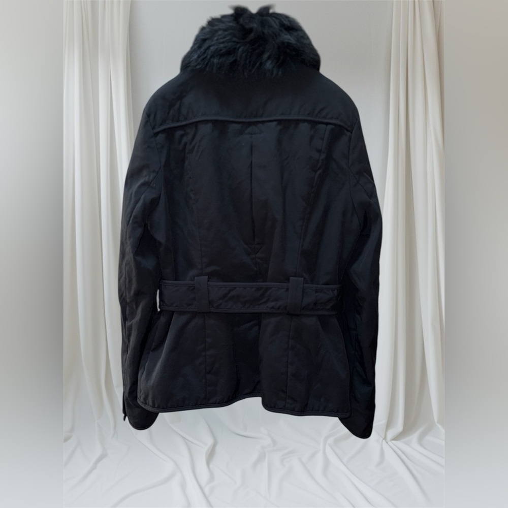 Banana Republic Black Jacket Coat with Faux Fur Detachable Collar - Picture 4 of 16
